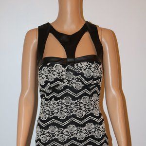 Material Girl -  Black White Lace Faux Leather